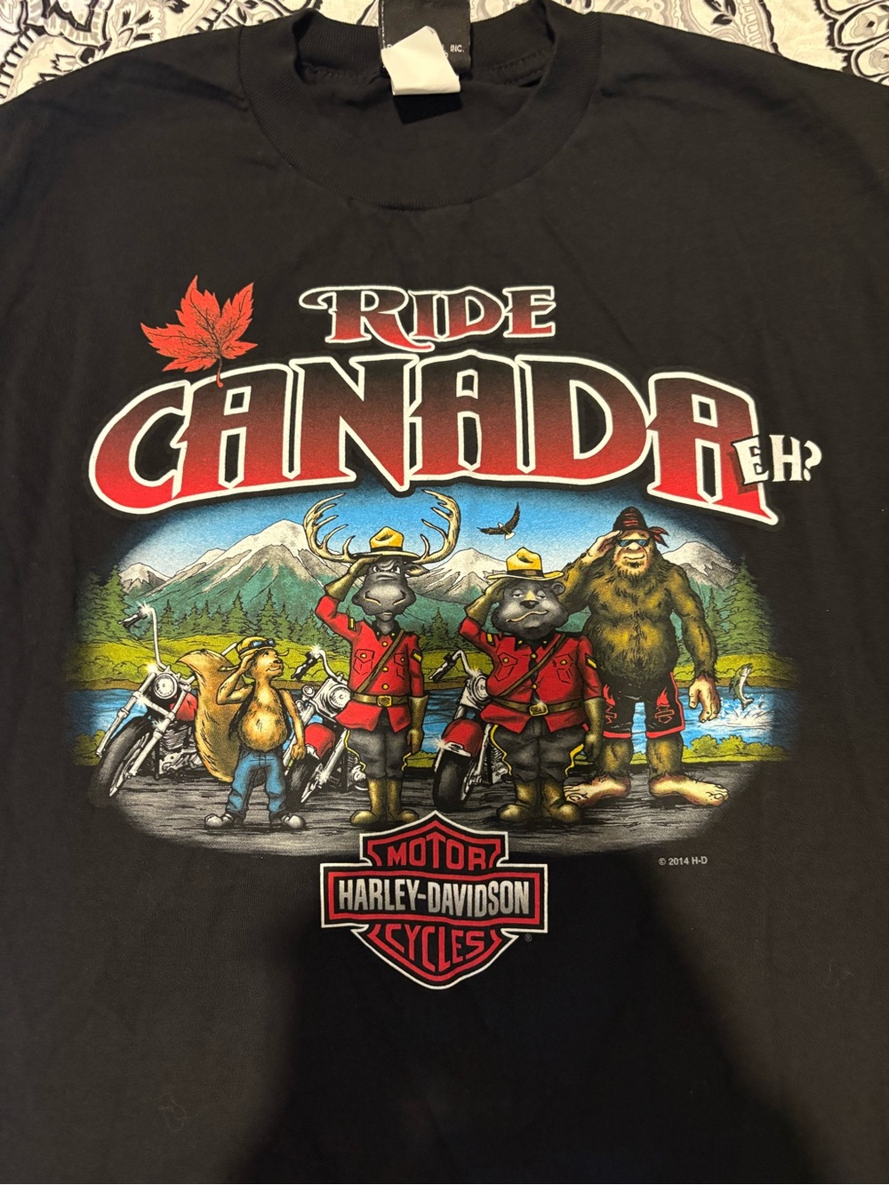 Harley-Davidson Black 'Ride Canada' Graphic Tee with Red Accents